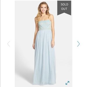 Adrianna Papell Beaded chiffon strapless gown
